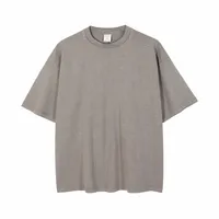 T-shirt vintage pour homme en coton 100% 250 grammes, à manches courtes, surdimensionné, avec double couture, lavage personnalisé, délavé à l'acide