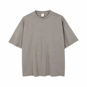 T-shirt vintage pour homme en coton 100% 250 grammes, à manches courtes, surdimensionné, avec double couture, lavage personnalisé, délavé à l'acide - Product Image 3