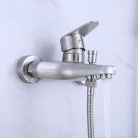 Ensemble de robinet de douche de salle de bain à poignée unique contemporain en acier inoxydable 304 ABS Triple Froid Mélangeur Chaud Doux Brossé Céramique Simple