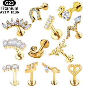 सोने की आंतरिक थ्रेड इयररिंग्स G23 टाइटेनियम मिश्र धातु चेरी पत्ती होंठ स्टड फैशन महिलाओं की शैली दैनिक जीवन भेदी गहने - Product Image 5