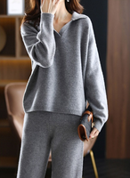 Ensemble Pull et Pantalon Femme Personnalisé en Gros – Tendance Populaire, Grande Taille, Laine Cachemire Tricotée, Style Décontracté, Deux Pièces