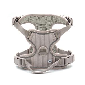 Produk terlaris untuk 2025 bantalan lembut Harness hewan peliharaan anjing Harness dapat disesuaikan desainer mewah abu-abu korduroi pelatihan Harness anjing - Product Image 4