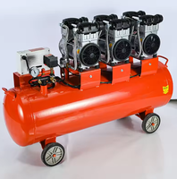 Compresseur d'air à piston silencieux sans huile 4,5 kW 8 bars, alimentation CA 220V/380V, pompe à air mobile pour soufflerie, 300L, refroidi par air, prix usine
