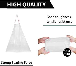 ถุงขยะแบบมีเชือกผูก ผลิตจากพลาสติก PE รีไซเคิลได้ เป็นมิตรต่อสิ่งแวดล้อม (แบบกำหนดเองได้) - Product Image 2