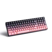 Keyboard Gaming 100-Key Gradient Pink Berkabel dan Nirkabel Multi-Mode Antarmuka Tipe C dengan PCB Plastik dan Keycap Mekanis