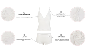 Cami sexy à coupe 3/4 en dentelle pour femme, débardeur à col en V avec bretelles spaghetti réglables, et shorty taille basse respirant en dentelle pour femme - Product Image 2