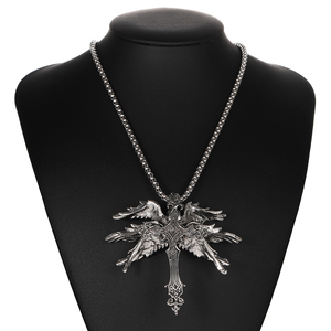 Collana da uomo con ciondolo a croce a sei ali, stile hip-hop, in lega, con catena a maglie, accessori per maglioni, all'ingrosso - Articolo caldo! - Product Image 2