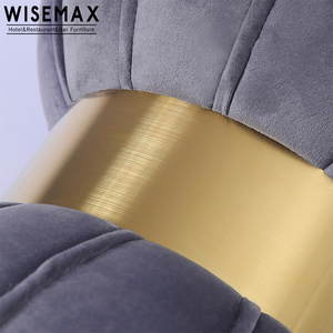 WISEMAX FURNITURE Tabouret moderne rond en velours bleu avec accessoires dorés <span class=keywords><strong>Pouf</strong></span> en tissu pour salon pour appartement - Product Image 6
