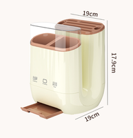 Support de Rangement Moderne Minimaliste en Plastique à Double Niveau pour Couteaux de Cuisine avec Planche à Découper Intégrée – Organisateur de Comptoir
