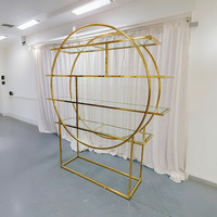 Présentoir à vin circulaire de luxe doré avec étagères en verre – Vente directe usine pour mariage, bar, réception