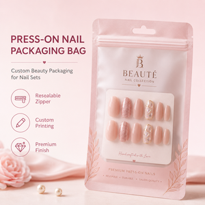 Pochette réutilisable pour <span class=keywords><strong>faux</strong></span> <span class=keywords><strong>ongles</strong></span> à presser, sac de rangement pour nail art avec fermeture éclair et trou de suspension pour <span class=keywords><strong>faux</strong></span> <span class=keywords><strong>ongles</strong></span> et produits de beauté - Product Image 1