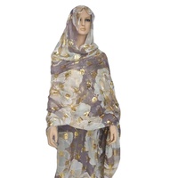 Tissu floral imprimé numérique personnalisé en polyester voile japonais avec feuille d'or pour Dirac somalien et Toub pour femmes soudanaises