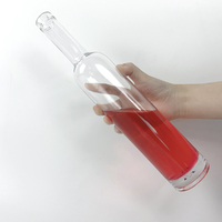 Fabricant de bouteilles en verre rondes de 500ml de long pour l'emballage de vin de glace Vodka Whisky Tequila