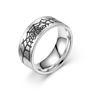 Anillo de Acero Inoxidable Estilo Antiguo con Patrones de Telaraña Triangular |   Anillos de Diseño Clásico Vintage - Product Image 4