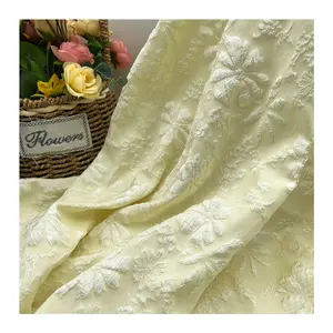 Wholesale Cream Yellow Elegant 3D Embossed Bubble Woven Jacquard Texture Fabrics For Dress Bags