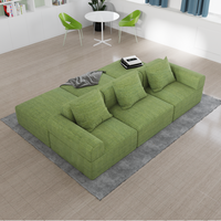 Canapé d'angle modulable ergonomique en mousse compressée sur mesure, vert, pour salon moderne