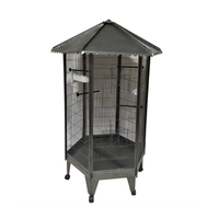 Grande cage à oiseaux hexagonale en fer forgé pour l'extérieur personnalisée, motif solide, maison pour animaux de compagnie, perroquet, canari, volière, boîte pour animaux volants