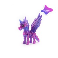 Figurine de Pégase imprimée en 3D en PLA, cheval ailé à dégradé violet articulé, animal mythique, jouet, option de logo personnalisé, unique