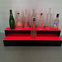 Présentoir à Bouteilles Lumineux LED en Acrylique à 2 Niveaux, Étagère Éclairée pour Bouteilles de Vin, Présentoir à Bouteilles pour Boîte de Nuit et Lounge