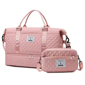 Weekender-Reisetasche mit großer Kapazität und feuchtem Taschen schuh fach 2-teiliges Reisetaschen-Set mit kleiner Handtasche