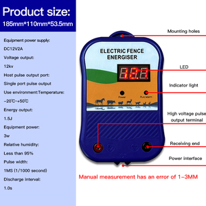 Cargador de Cerca Eléctrica, Entrada de 12V a Salida de 12KV, 2 Julios, Energizador de Cerca Eléctrica Enchufable para Control de Fauna Silvestre - Product Image 5