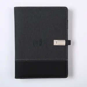 Chargeur sans fil rapide carnet de notes avec lecteur flash usb bloc-notes de banque d'alimentation