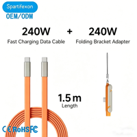 Nouveau câble de données 2026 240W Type C vers Type C avec adaptateur de voyage pour kit de charge Xiaomi pour ordinateur portable et téléphone