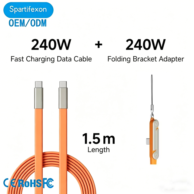 2026 New Stand Data Cable 240W Type C to Type C Cable with Travel Holder Adapter for Xiaomi Laptop Phone Charging Kit
