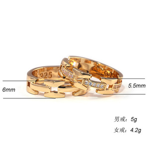 Anillo de Moda Estilo Punk para Pareja, con Detalles Brillantes, Aleación de Cobre, Ajustable, Joyería Moderna - Product Image 5