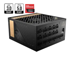 MSI MEG Ai1000P PCIE5-Netzteil mit 120-mm-Lüftergröße mit 1000W Leistung unterstützt Grafikkarte der Nvidia GeForce RTX 40-Serie