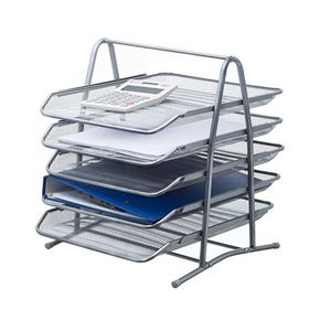 5-Tier Desktop Mesh Desk Organizer Stacking Document <b>Drawer</b> and Letter Holder Metal Wire <b>File</b> Rack <b>File</b> Trays - Product Image 2