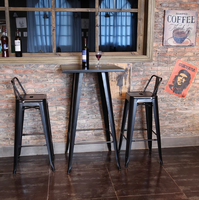 Combinaison de chaises de bar en bois, plastique et fer de style industriel moderne-Imperméable et durable pour restaurant, café, hôtel, école