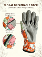 Gants de jardinage colorés à motifs floraux, doigts entiers, dos en tissu imprimé, paume grise, protection UV, pour cyclisme, sport, jardinage, unisexe, usage domestique