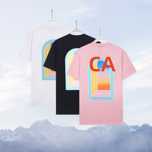 Maglietta CA <span class=keywords><strong>Arch</strong></span> |   T-shirt con stampa geometrica con sfumature di tramonto |   Art Deco 100% Cotone Pesante |   Abbigliamento Resort High Street Vestibilità Ampia - Product Image 1