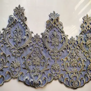 Venta al por mayor, bordado decorativo, cinta <span class=keywords><strong>de</strong></span> encaje para boda, borde <span class=keywords><strong>de</strong></span> encaje bordado blanco azul <span class=keywords><strong>Amazon</strong></span> - Product Image 1