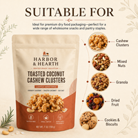 Sachet Doypack refermable mat imprimé sur mesure de qualité alimentaire, choix fiable, pour grappes de noix de coco grillées et de noix de cajou, pochette verticale