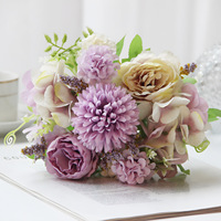 Tiges de pivoines artificielles réalistes - Composition florale en soie à 7 têtes pour arche de mariage, centres de table et décoration intérieure (MOQ en gros)