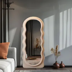 Europe's Best seller Modern stand Full-Length Velvet wavy framed Decorative Mirror wall factory