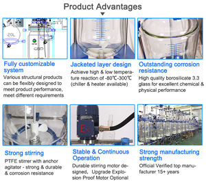 Reactor de vidrio con material de vidrio de alta calidad para inercia química - Product Image 3