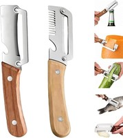 Smartpan Multifunctionele handmatige groenteschiller, julienne-snijder, houten handvat, roestvrijstalen flesopener voor wortelen.
