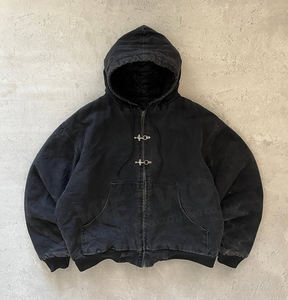 Wholesale Acid Wash Zip up Quilted Padded Custom Duck Canvas Firefighter Hooded Fireman Clasp Workwear Detroit Work Men <strong>Jackets</strong> - Product Image 1