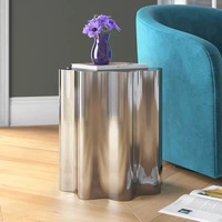 Table d'appoint en acier inoxydable argenté à surface miroir lisse, de forme libre et de taille personnalisable, table basse