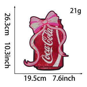 Kustom Chenille Patch payet ramah lingkungan busur besi pada Cola botol dengan busur payet patch untuk pakaian - Product Image 5