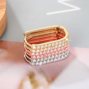 Minimalist French Style Women <b>Ear</b> <b>Cuff</b> with Sparkling Stone Inlay for Daily Wear - Product Image 2