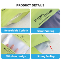 Fournisseur d'emballages de masques faciaux en sachet avec logo d'usine, sachets transparents personnalisés imprimés avec fermeture éclair pour masques faciaux