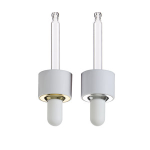 Botol Plastik Grosir 20/410 Emas Perak dengan Pipet Kaca dan Tutup Putih untuk Kemasan Kosmetik - Product Image 1