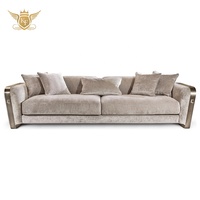 Sofa im Luxus-Stil aus Stoff und Leder Italienische Wohnzimmermöbel für Villen Großhandel Maßanfertigung