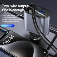 120W câble rétractable chargeurs de téléphone portable câble intégré adaptateur de chargeur de voiture avec câble de chargeur de téléphone pour produits électroniques