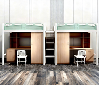 Lit superposé en métal simple pour dortoir scolaire, université, chambre à coucher, avec table et armoire pour 2 personnes