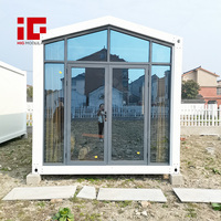 Vente en gros de petites maisons modulaires détachables en verre 20 pieds 40 pieds personnalisées de haute qualité Maisons de conteneur à toit à pignon préfabriquées extensibles